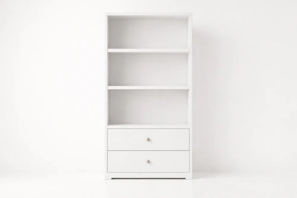 Bibliothèque étagères en bois MDF blanc avec tiroirs 180x80x35cm