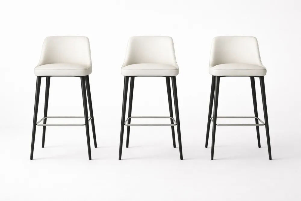 Tabourets de bar en cuir synthétique Blanc, Ensemble de 3