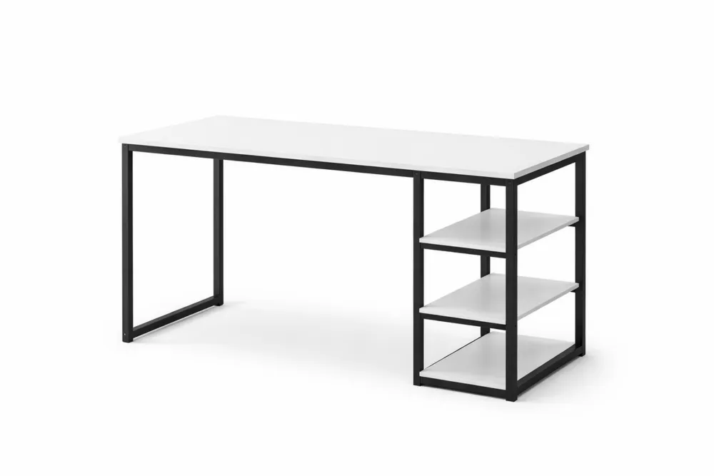 Bureau en métal et bois avec étagères 120x60 cm