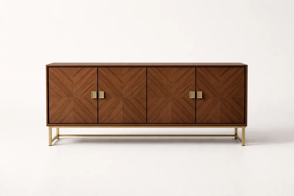 Buffet en Bois avec Piètement Métal Doré 165x45x75 cm