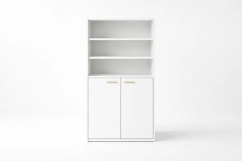 Bibliothèque Armoire 3 Étagères et 2 Portes Blanc MDF 180cm