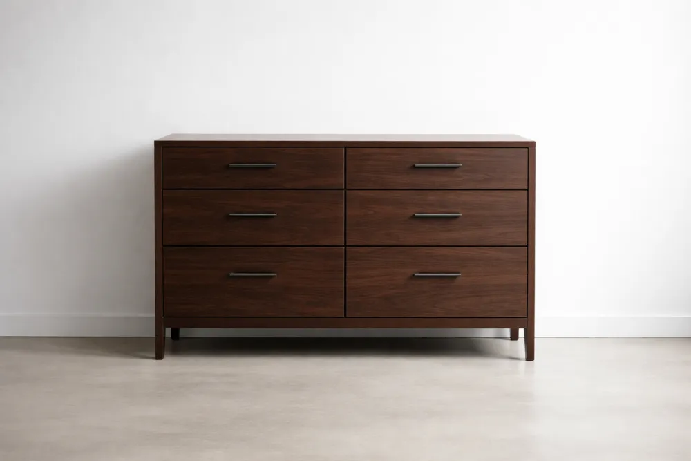 Commode en Bois avec 6 Tiroirs Marron