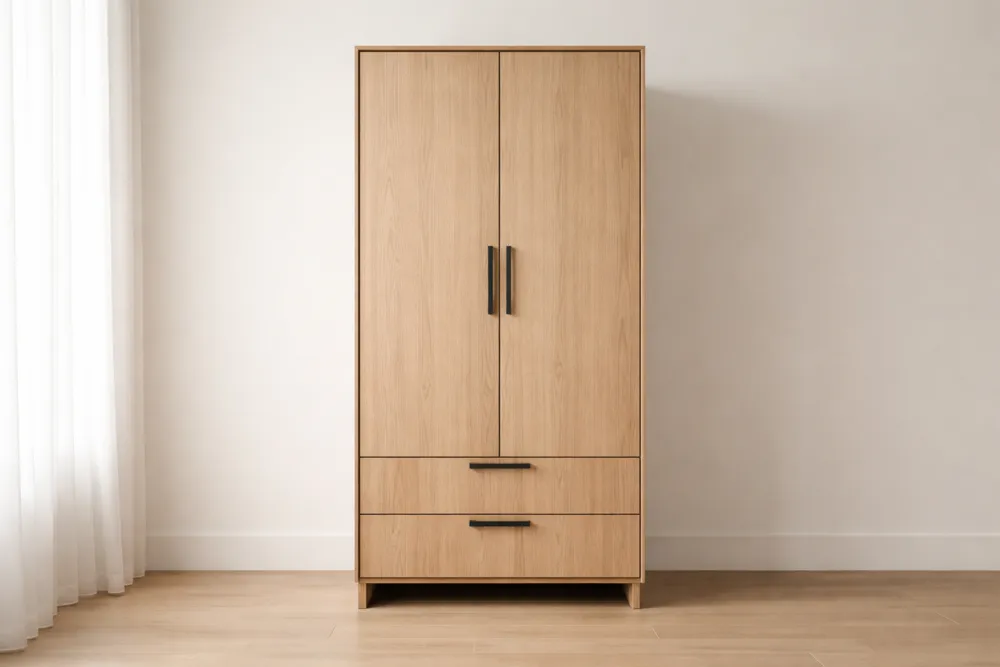 Armoire en Bois 2 Portes 2 Tiroirs 183x80x50 cm