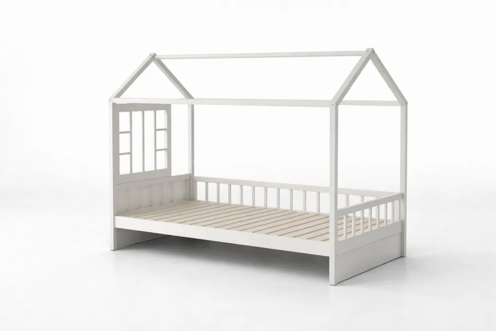Lit cabane enfant bois blanc