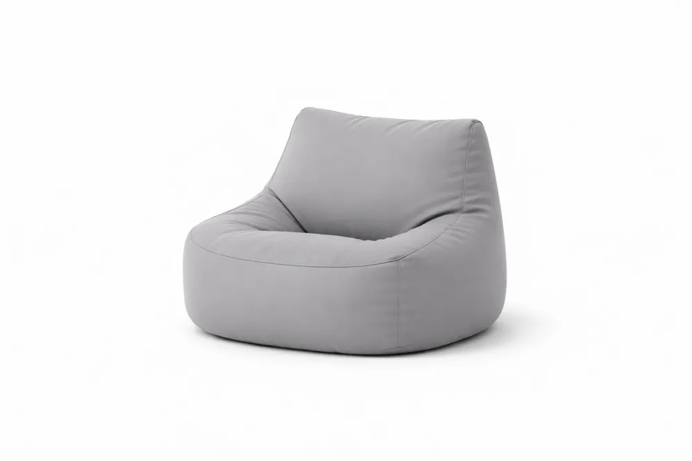 Fauteuil poire en polyester gris 100x100x80 cm