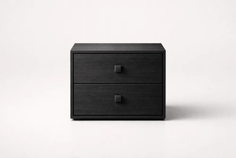Table de chevet à 2 tiroirs en bois noir