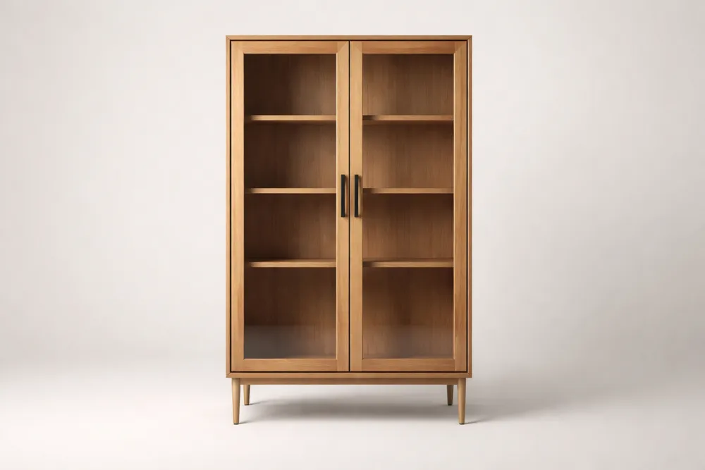 Vitrine en Chêne et Verre Trempé 180x80x40 cm