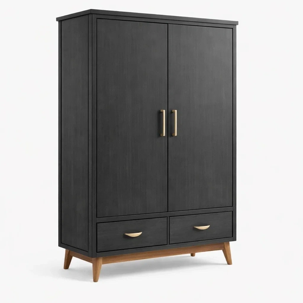 Armadio Moderno Nero con Cassetti-habistay