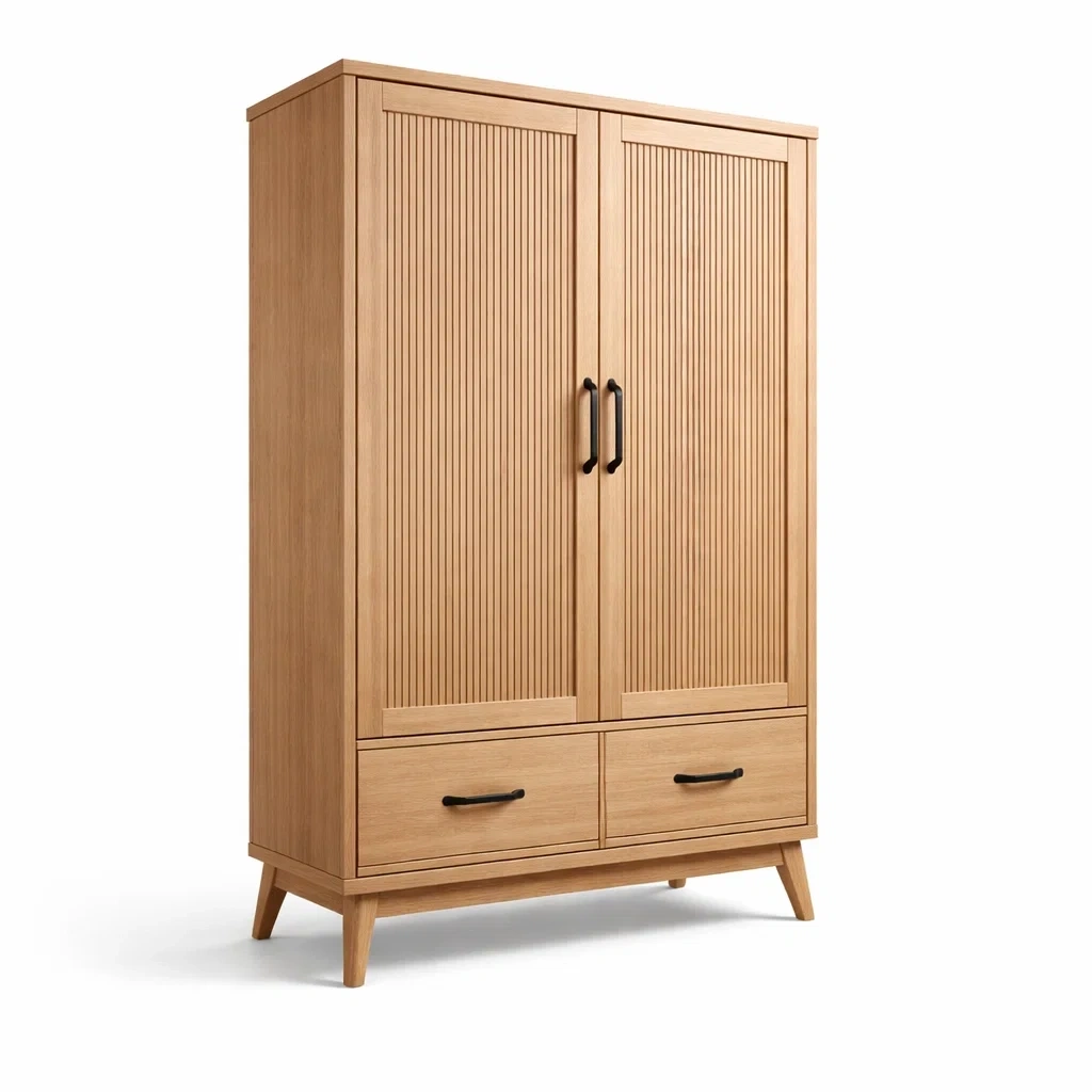 Armadio Scanalato in Rovere Chiaro-habistay