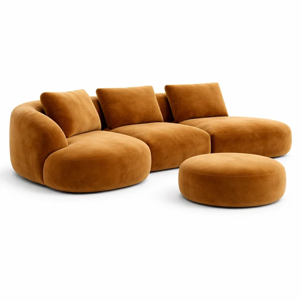 Divano Modulare Senape con Pouf-habistay