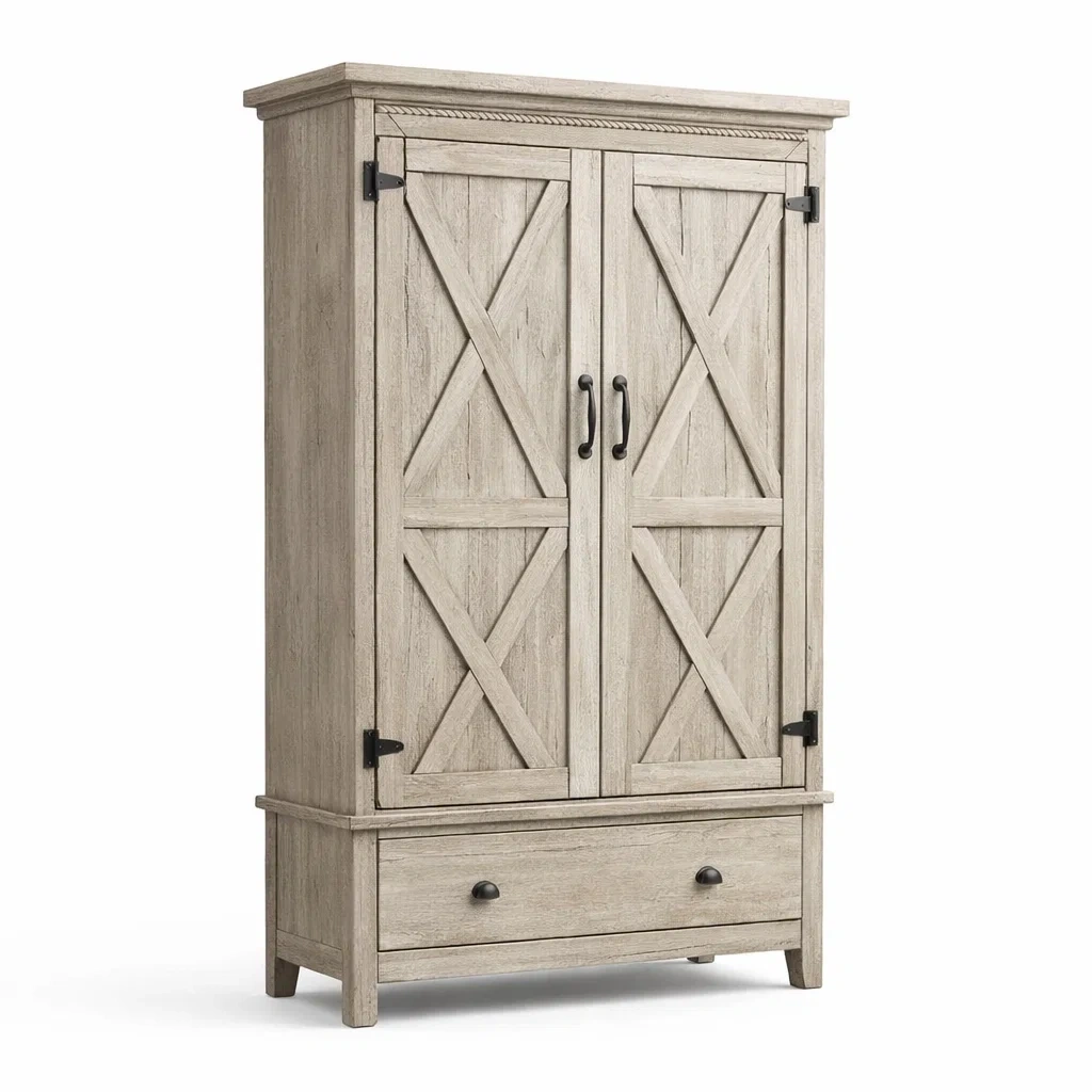 Armadio Rustico Legno Chiaro-habistay