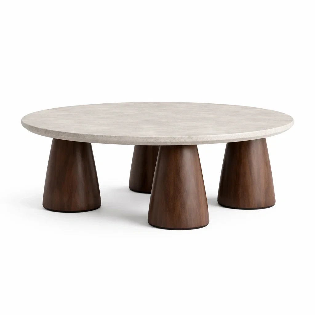 Tavolino da salotto con piano rotondo-habistay