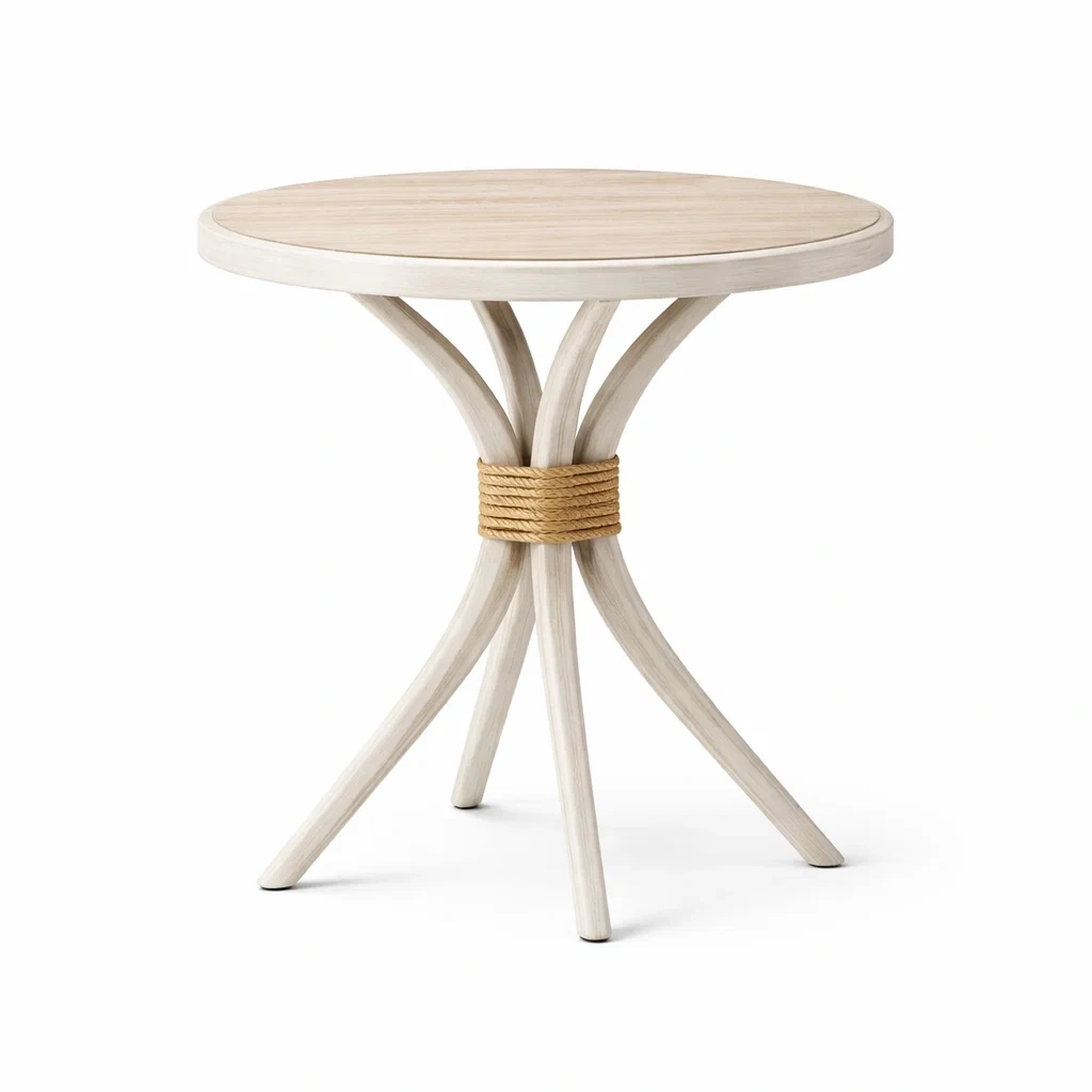 Tavolino rotondo con base intrecciata-habistay