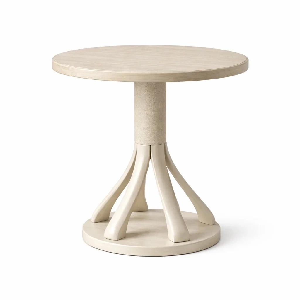 Tavolino rotondo con base scolpita-habistay