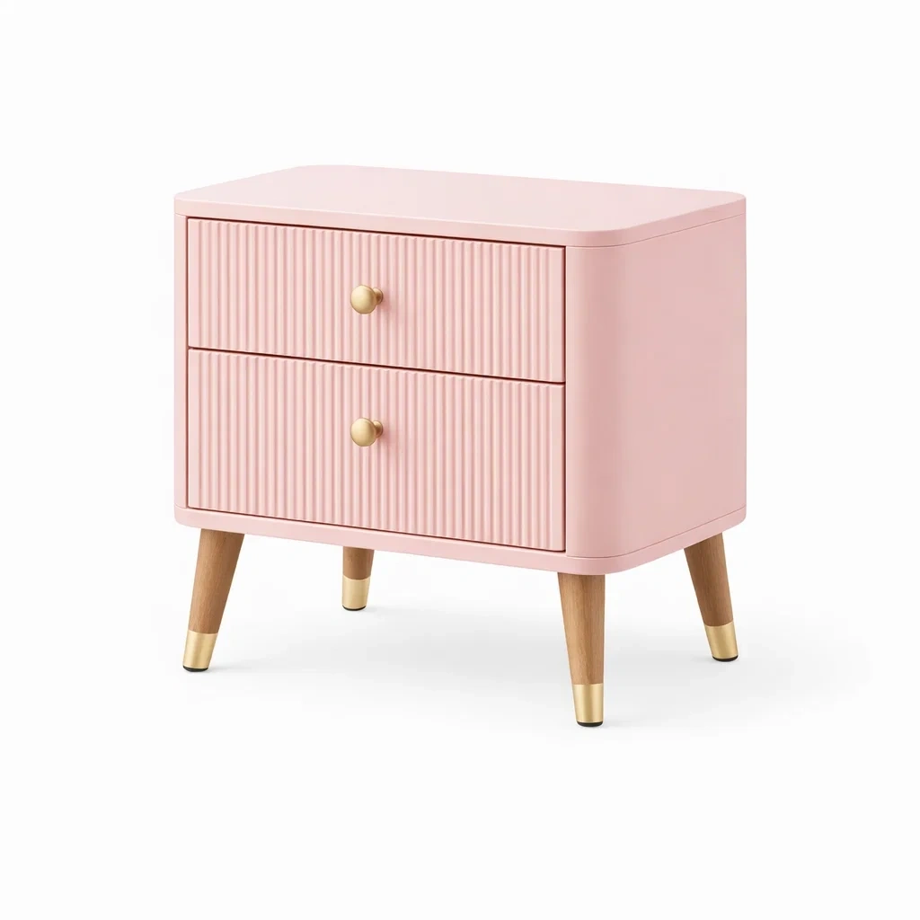 Comodino Rosa Cipria Scanalato-habistay