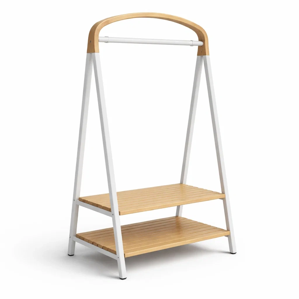 Gruccia Bianca con Dettagli in Legno-habistay