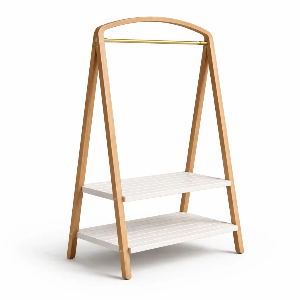 Gruccia in Legno con Ripiani Bianchi-habistay