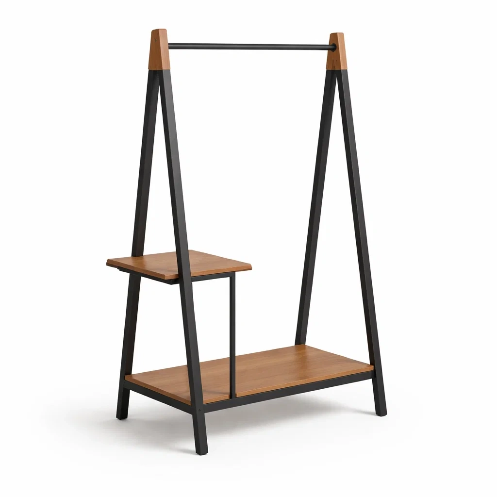 Gruccia Industriale Nera con Ripiano-habistay