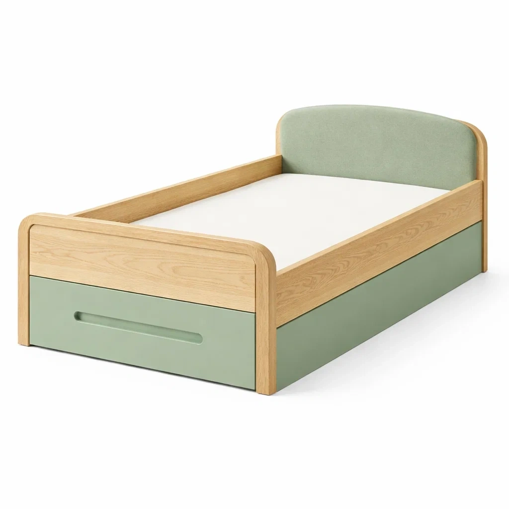 Letto in legno con testiera imbottita-habistay