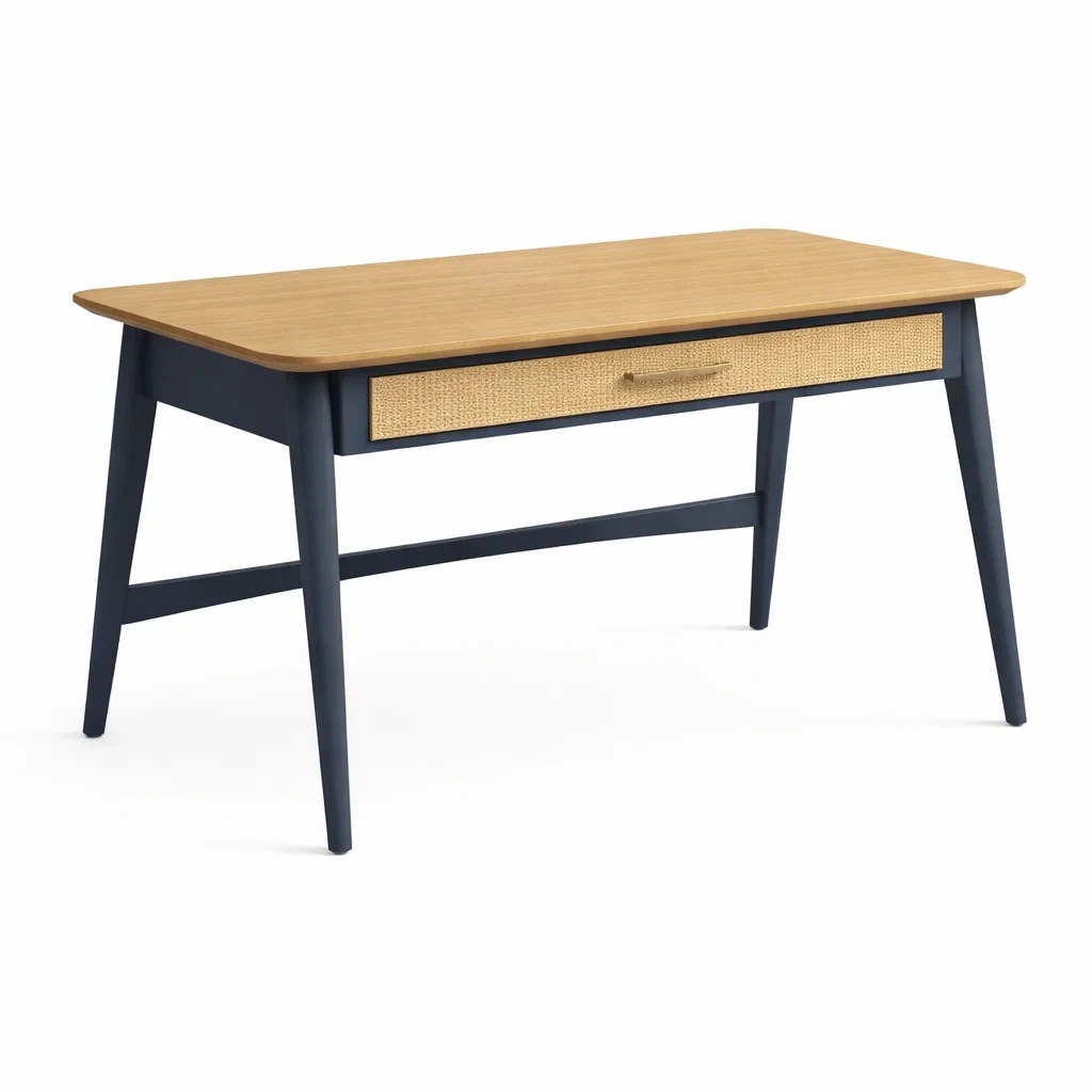 Scrivania con cassetto in rattan-habistay