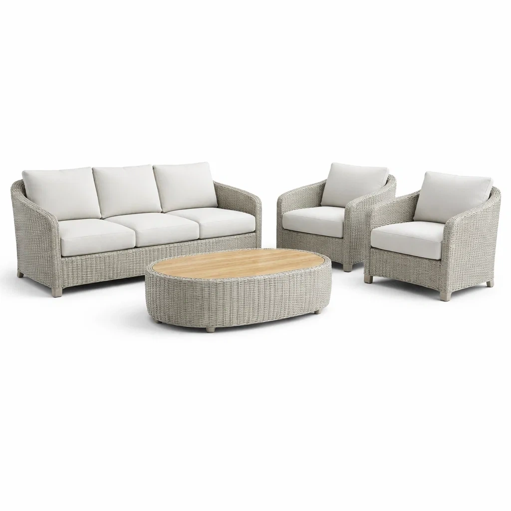 Set di divani da esterno con tavolino in legno-habistay