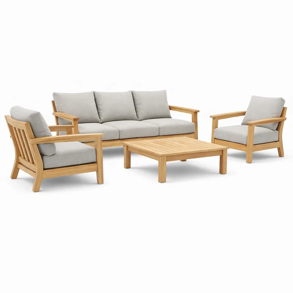 Set di divani da esterno in legno massello-habistay