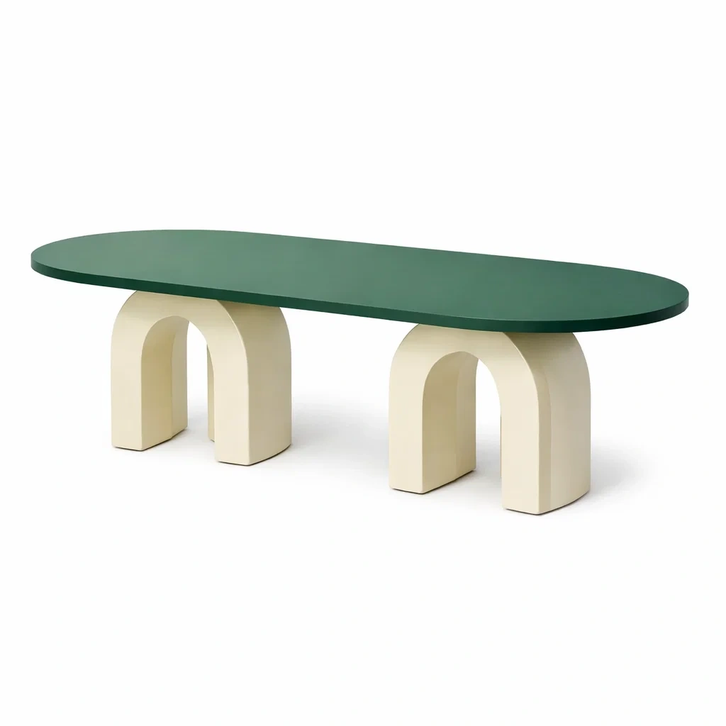 Tavolo da pranzo ovale moderno verde e oro-demviro