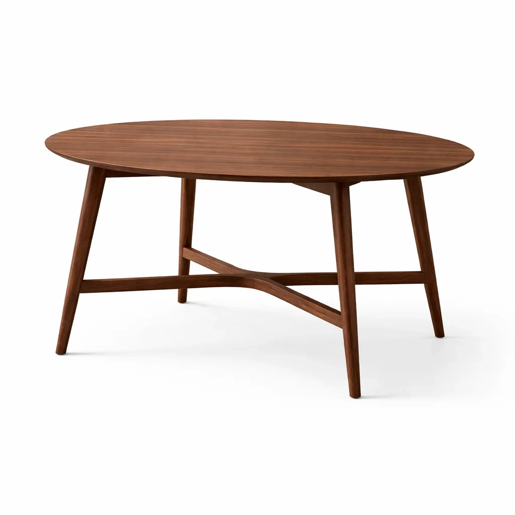 Tavolo da pranzo ovale in legno scuro-demviro