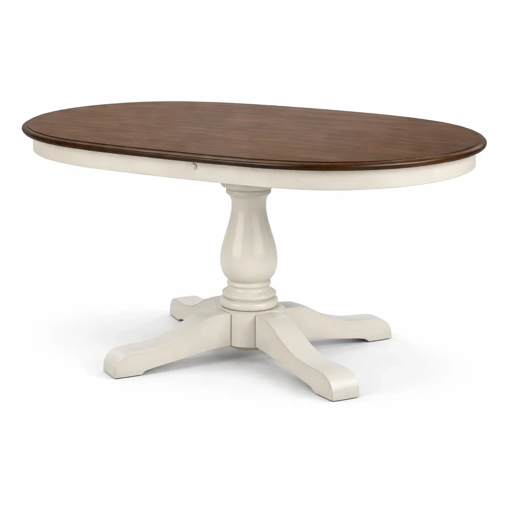 Tavolo da pranzo ovale classico bianco e legno-demviro