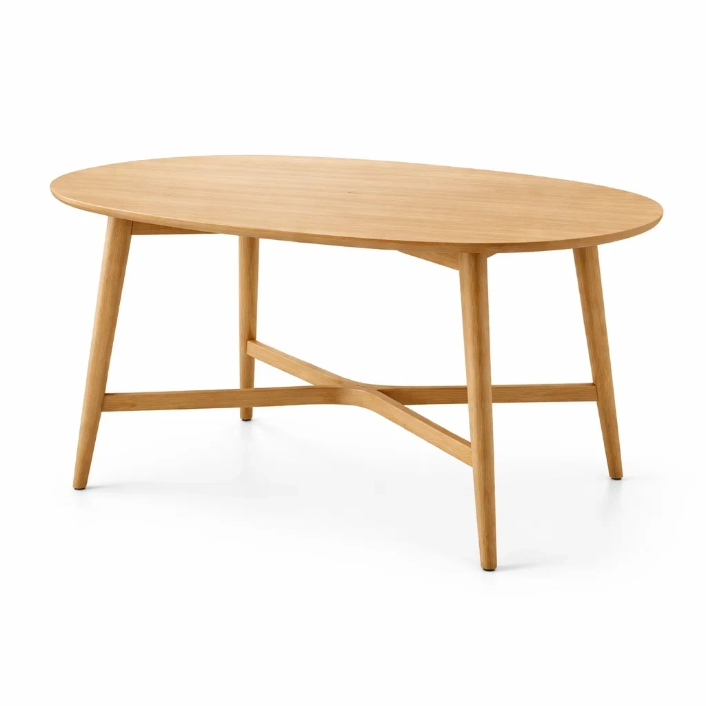 Tavolo da pranzo ovale in legno chiaro moderno-demviro