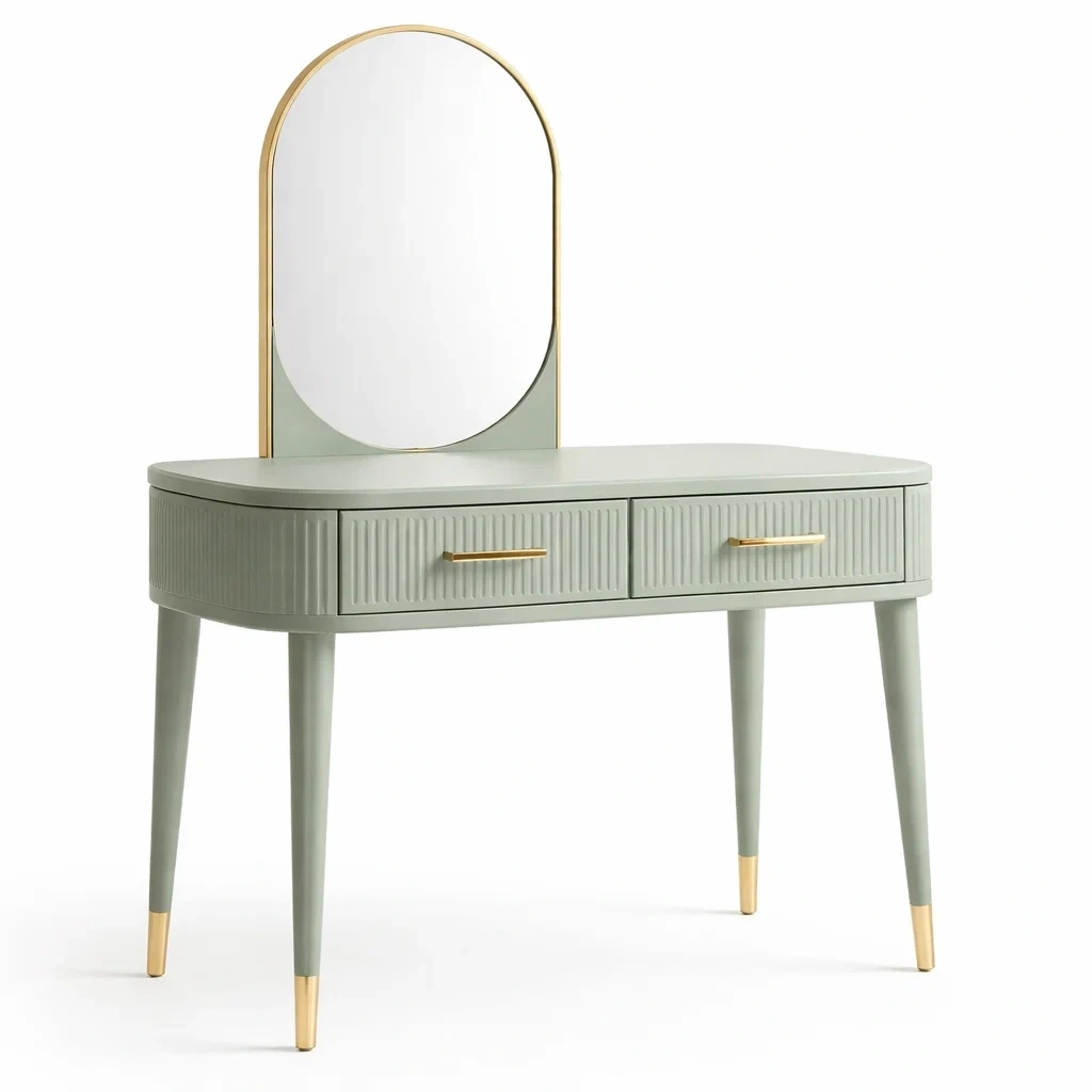 Toeletta moderna verde con dettagli dorati-demviro