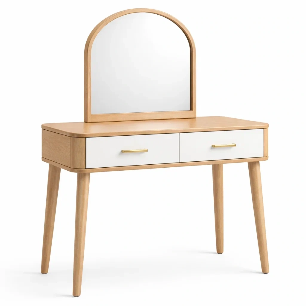 Toeletta in legno naturale e bianco-demviro