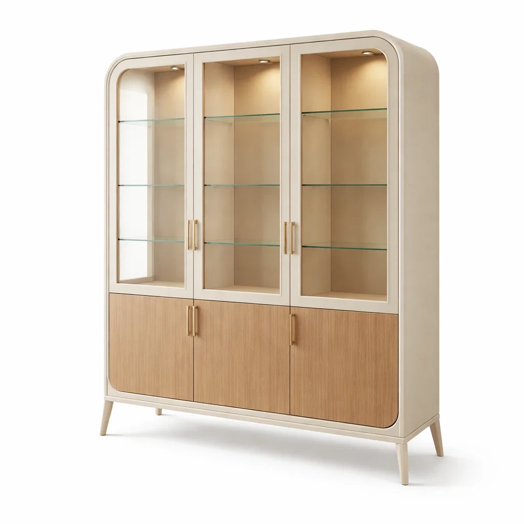 Vetrina Contemporanea Crema e Legno-demviro