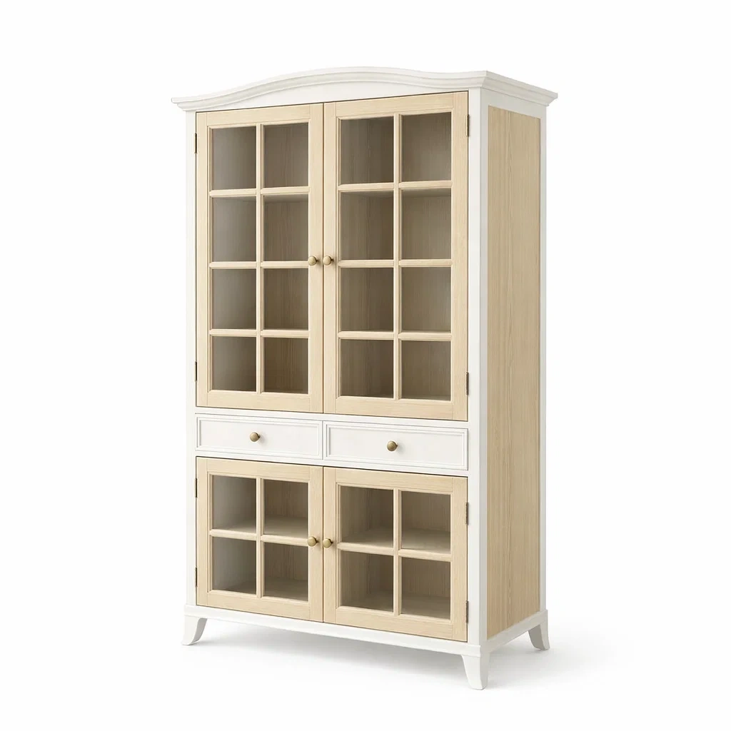 Vetrina Classica Bianco e Legno Chiaro-demviro