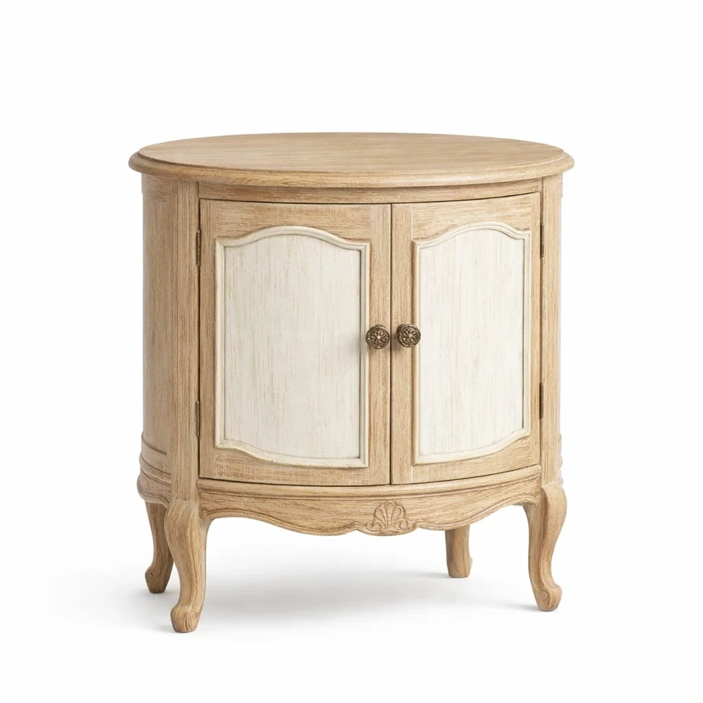 Armadio da stoccaggio rotondo in legno chiaro-demviro