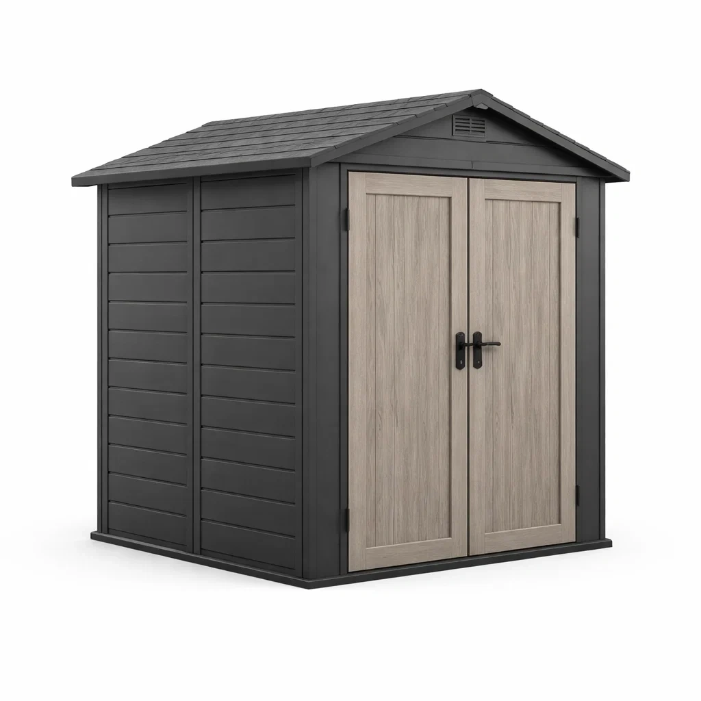 Casetta da esterno moderna con struttura scura-demviro