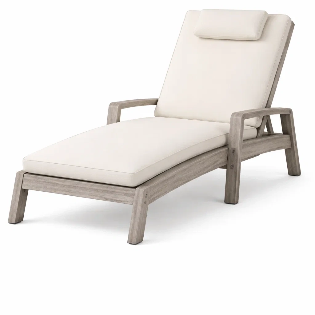 Lettino da patio in legno con schienale inclinabile-demviro