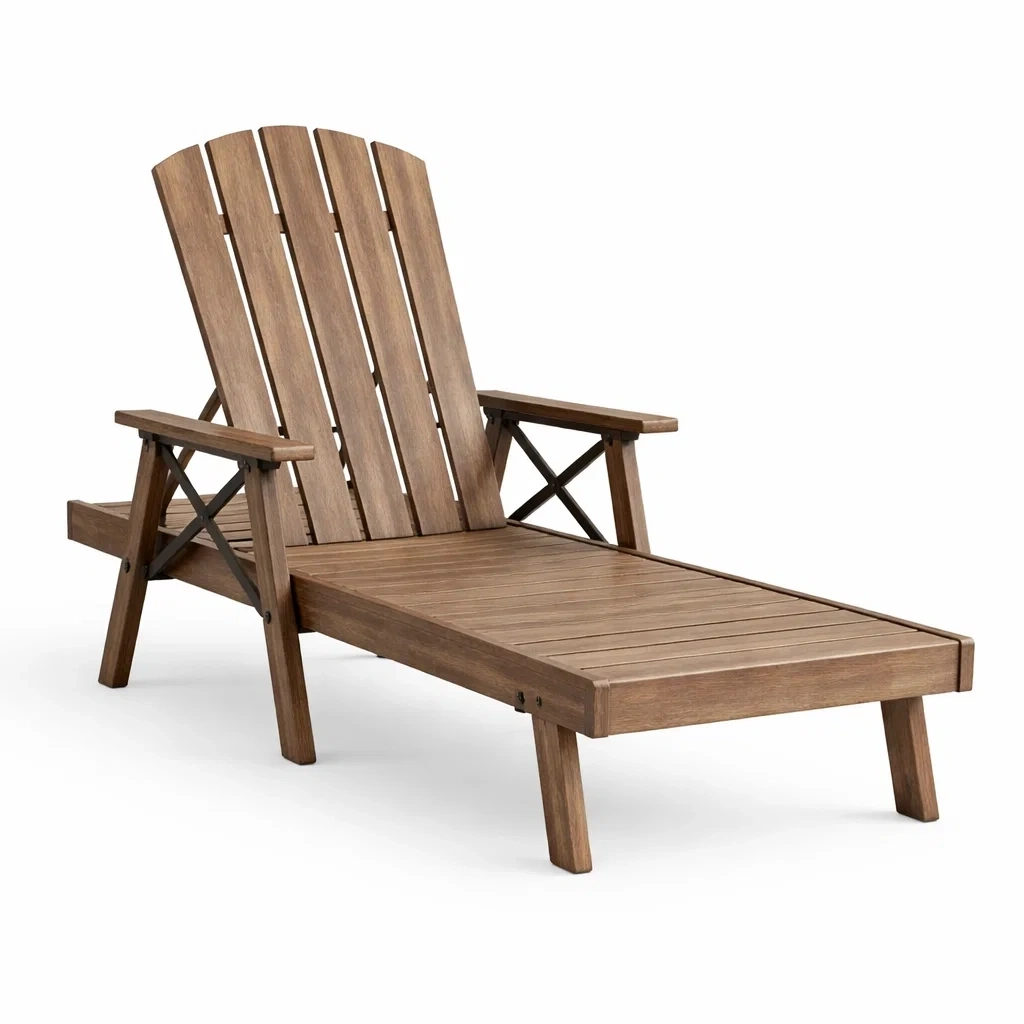 Lettino da patio in legno con seduta ergonomica-demviro