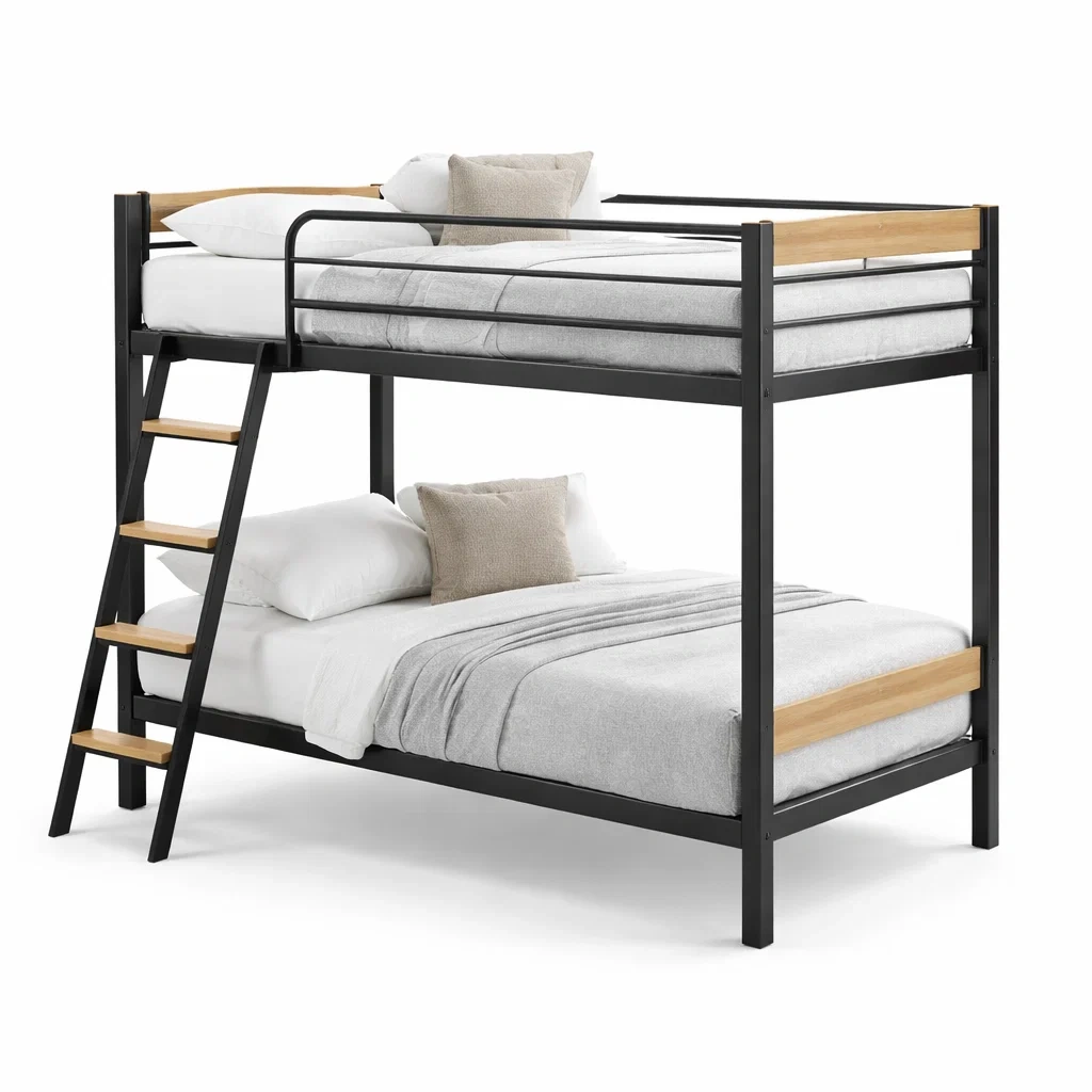 Letto a castello in metallo con protezioni laterali-demviro