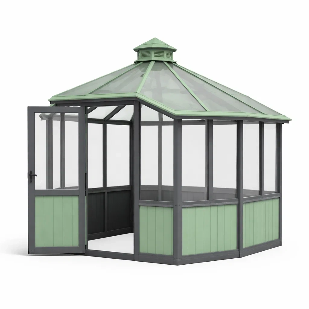 Serra da giardino ottagonale con base rinforzata verde-demviro