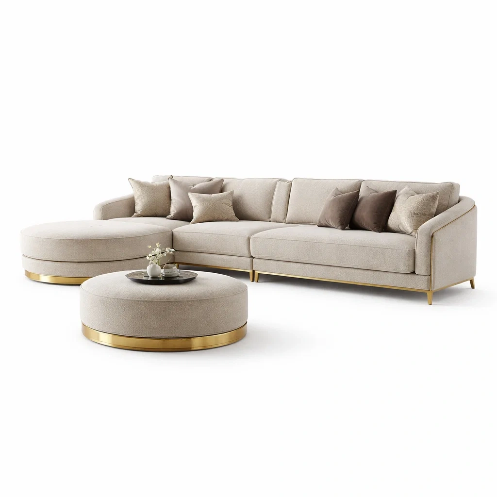 Set di Divani Angolare con Tavolino Rotondo-demviro