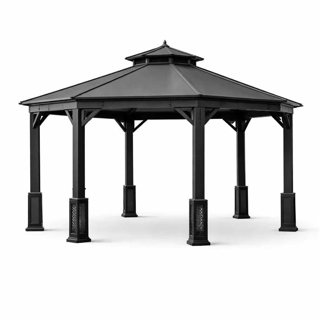 Padiglione da giardino moderno con struttura metallica-demviro