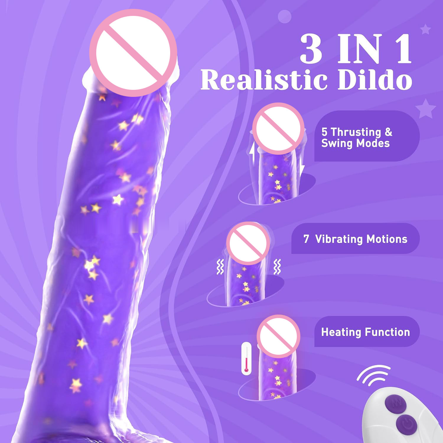 JeliVoy Thrusting Dildo Vibrator, Deep & Powerful