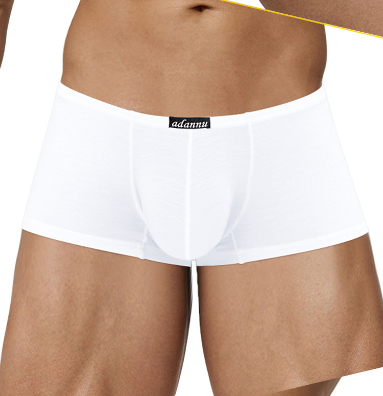 ADANNU Solid Color Modal Men's Trunks, Low Waist Slim Fit, Single Layer U-Pouch Enhancing, Thin Underwear
