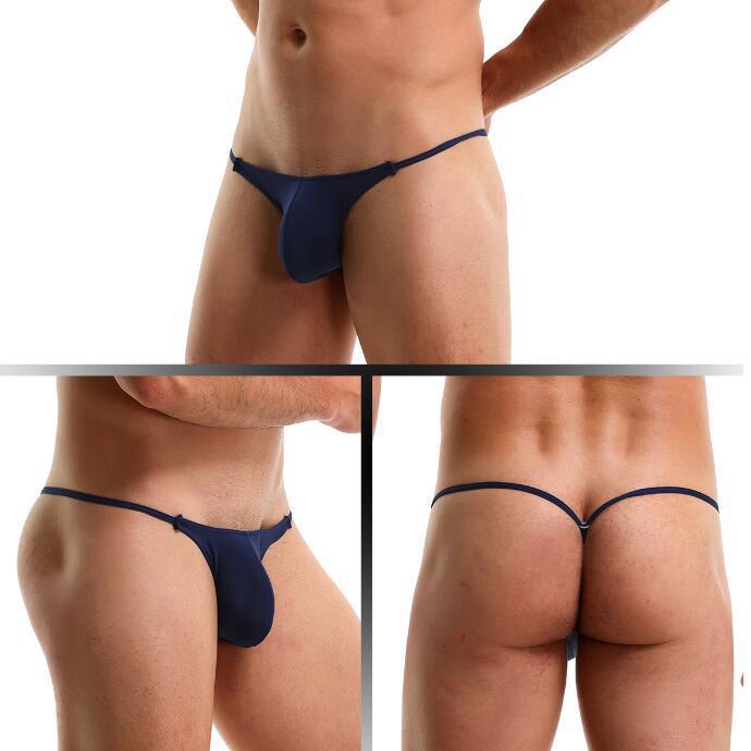 Men's Low Waist Ice Silk Thongs, One-Piece Comfort Sexy G-String Underwear for Men