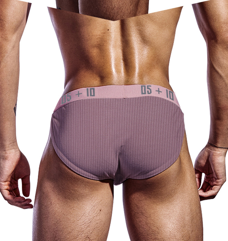 Men's High Cut Solid Cotton Briefs, Low Waist Sexy Sport T‑Back