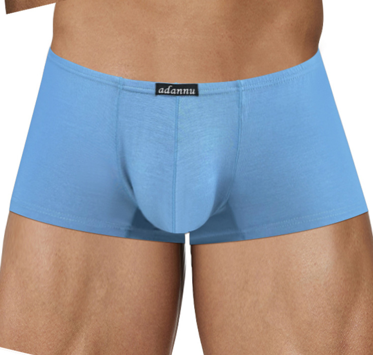 ADANNU Solid Color Modal Men's Trunks, Low Waist Slim Fit, Single Layer U-Pouch Enhancing, Thin Underwear