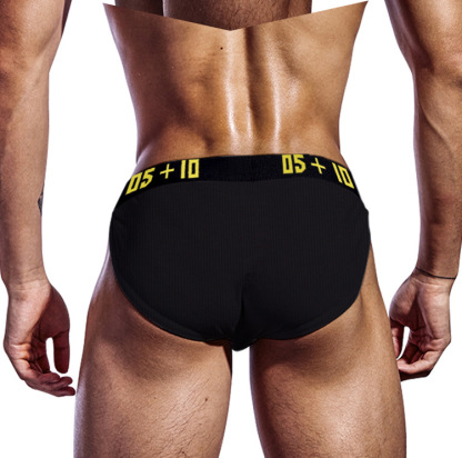 Men's High Cut Solid Cotton Briefs, Low Waist Sexy Sport T‑Back