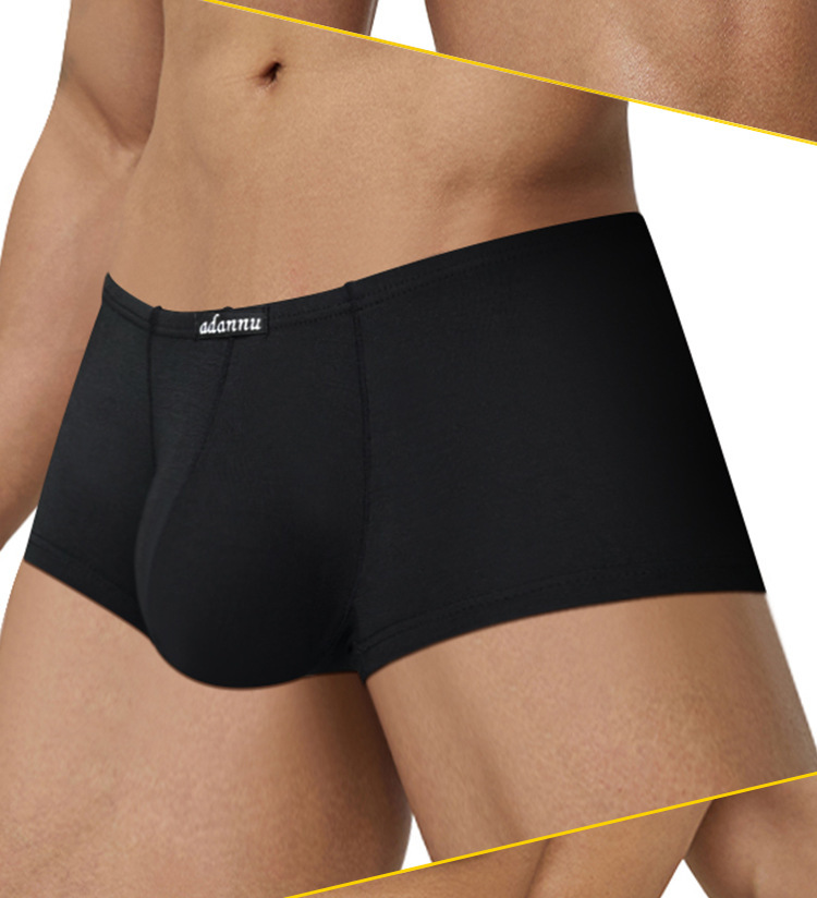 ADANNU Solid Color Modal Men's Trunks, Low Waist Slim Fit, Single Layer U-Pouch Enhancing, Thin Underwear