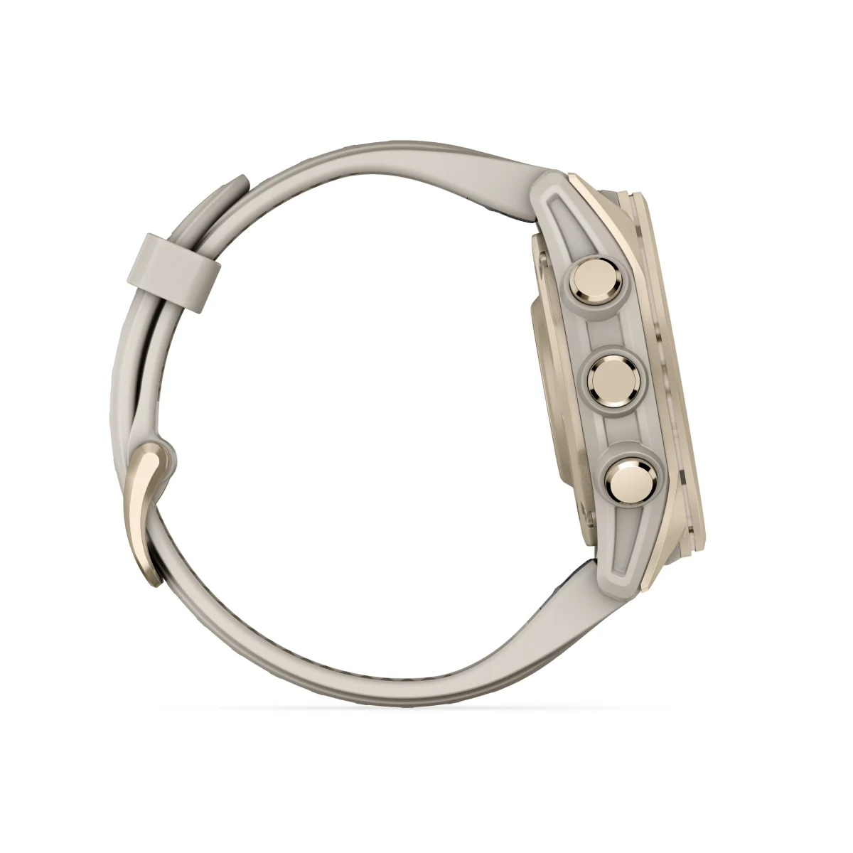 fēnix® 8 – 43 mm, AMOLED Sapphire, Soft Gold / Fog grey se silikonovým řemínkem.  Kód Produktu010-02903-11